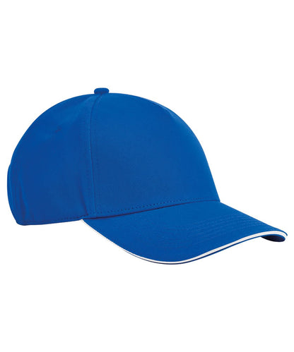 Beechfield EarthAware classic organic cotton 5 panel cap sandwich peak B825C - Bright Royal White One size - Customisable Caps