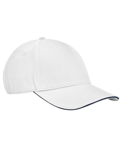 Beechfield EarthAware classic organic cotton 5 panel cap sandwich peak B825C - White French Navy One size - Customisable Caps