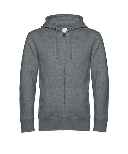 B&amp;C Collection KING Zipped Hood BA012 - Heather Mid Grey - Customisable Hoodies