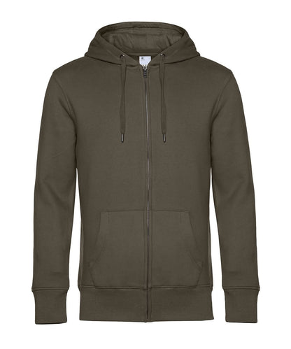 B&amp;C Collection KING Zipped Hood BA012 - Khaki - Customisable Hoodies