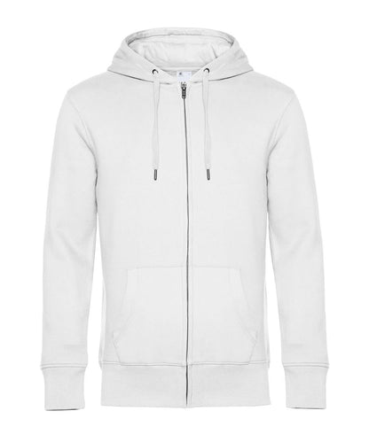 B&amp;C Collection KING Zipped Hood BA012 - White - Customisable Hoodies