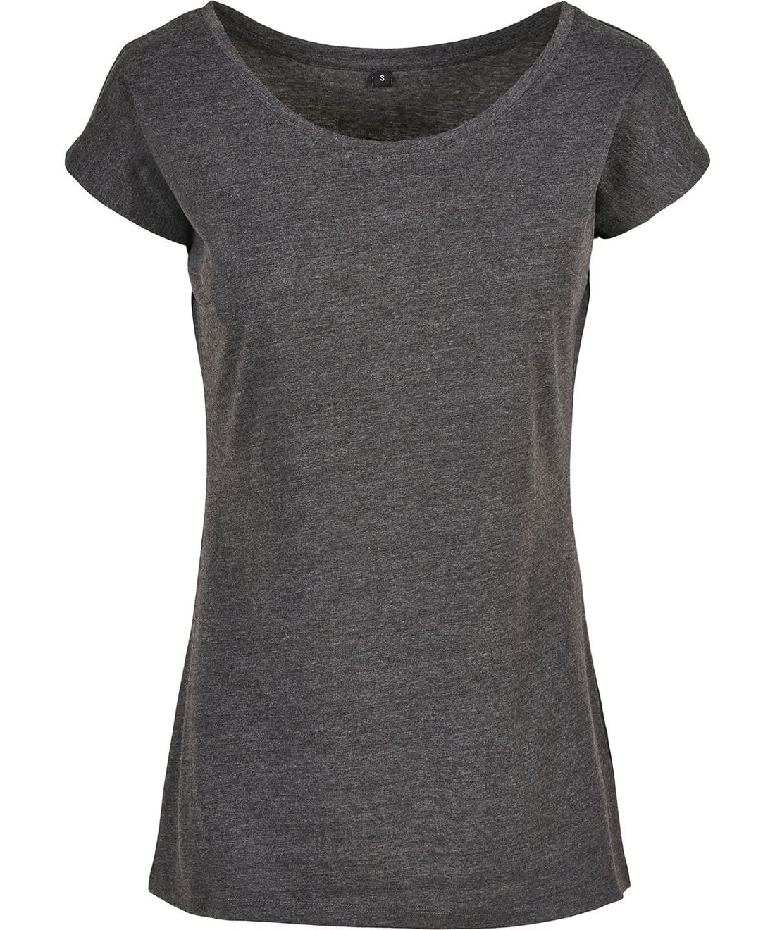 Build Your Brand Basic BYB Womens wide neck tee Charcoal BB013 - Charcoal - Customisable T-Shirts