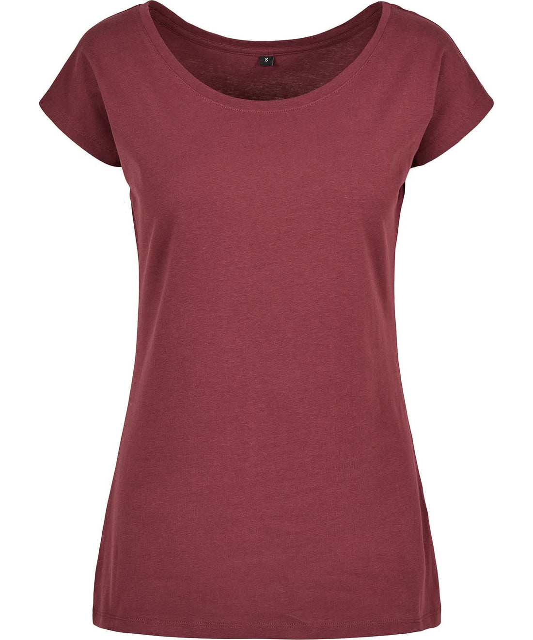 Build Your Brand Basic BYB Womens wide neck tee Cherry BB013 - Cherry - Customisable T-Shirts