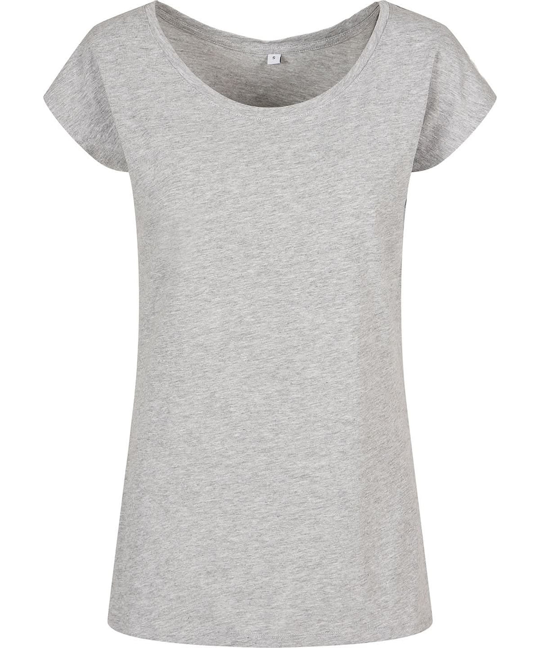 Build Your Brand Basic BYB Womens wide neck tee Heather Grey BB013 - Heather Grey - Customisable T-Shirts