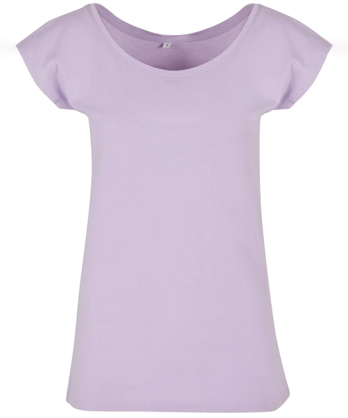 Build Your Brand Basic BYB Womens wide neck tee Lilac BB013 - Lilac - Customisable T-Shirts