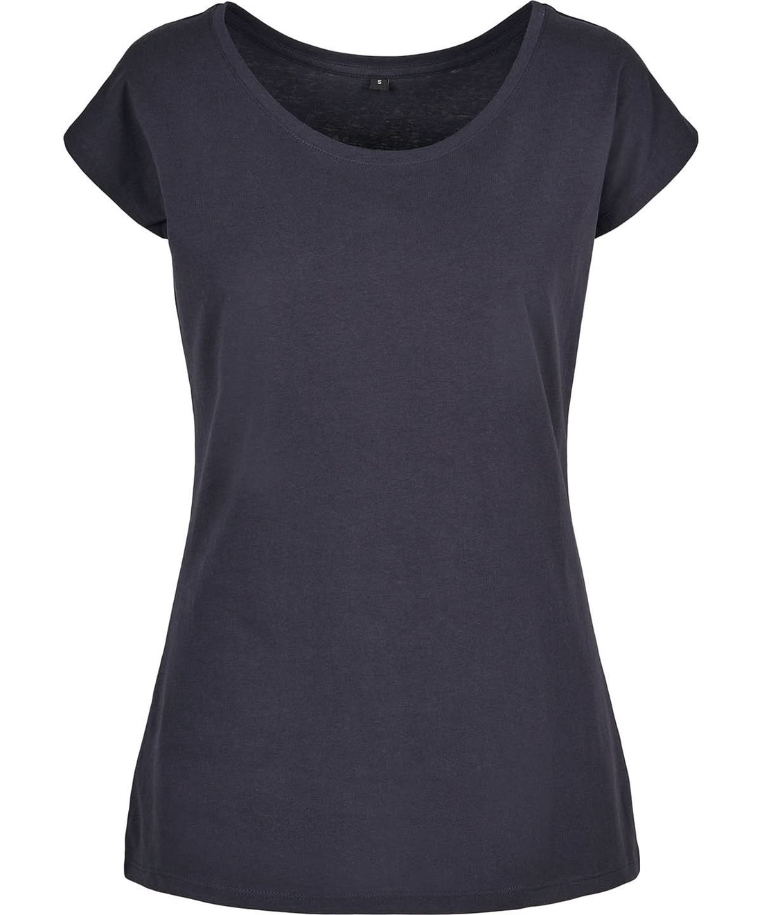 Build Your Brand Basic BYB Womens wide neck tee Navy BB013 - Navy - Customisable T-Shirts