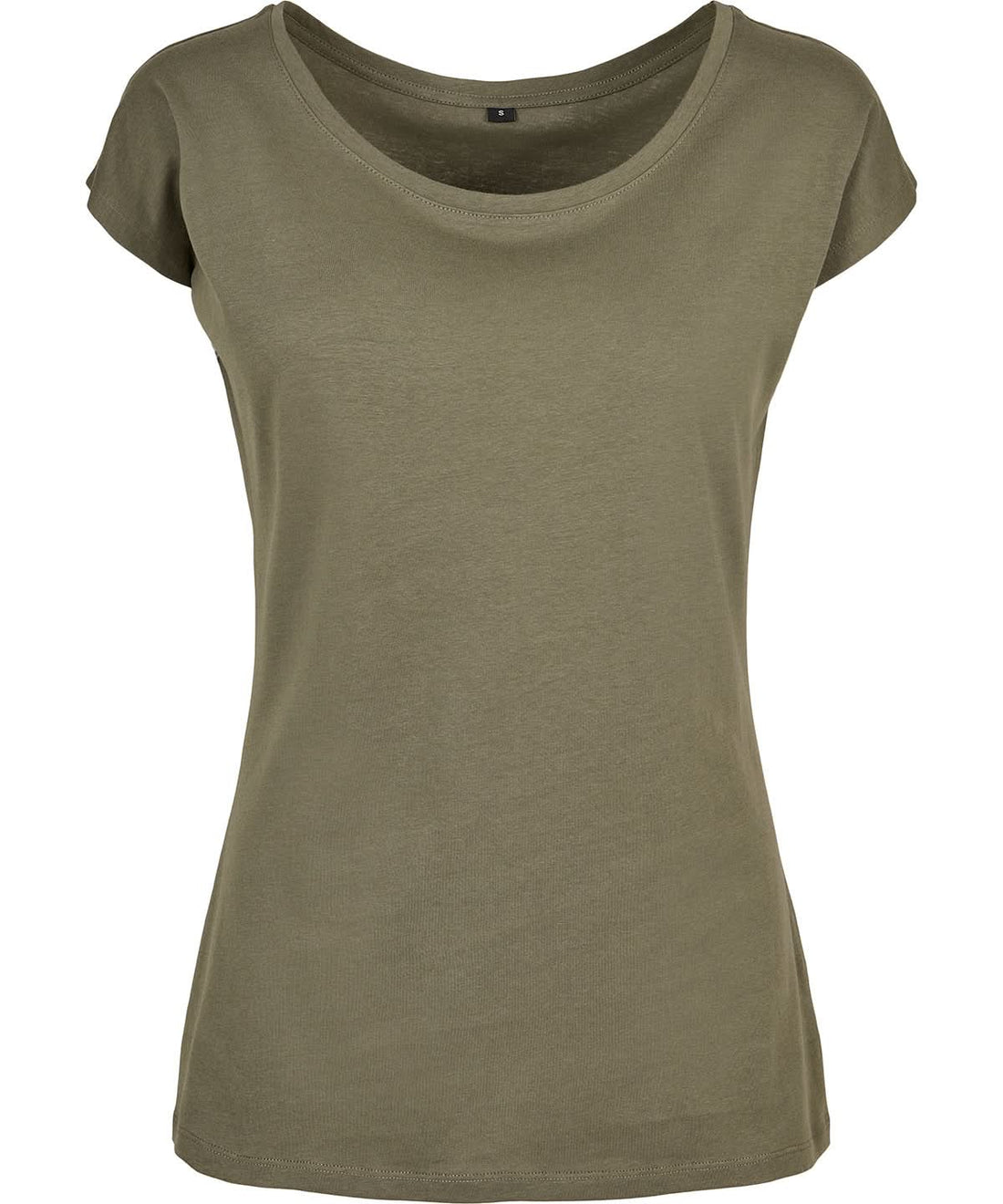 Build Your Brand Basic BYB Womens wide neck tee Olive BB013 - Olive - Customisable T-Shirts