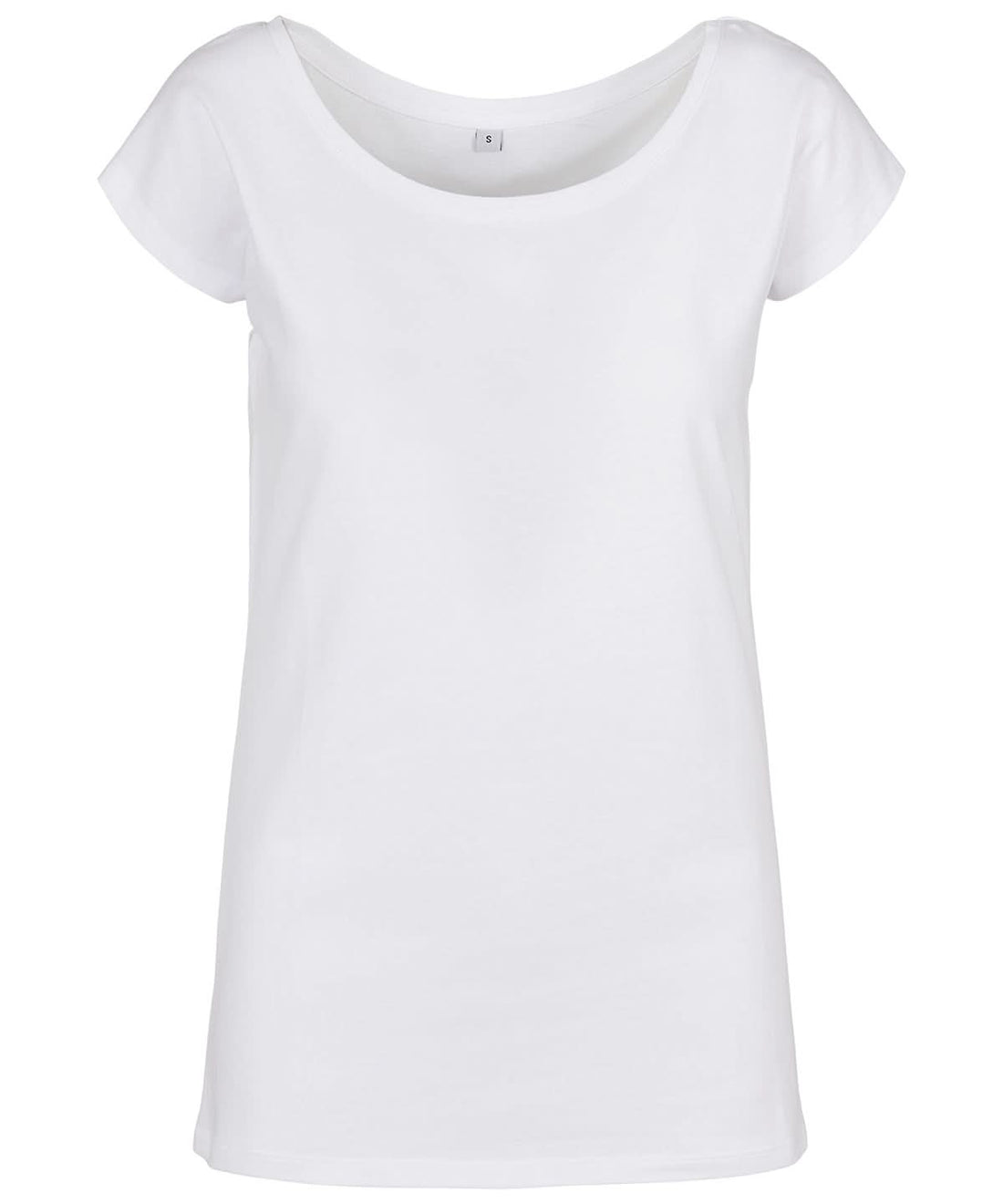 Build Your Brand Basic BYB Womens wide neck tee White BB013 - White - Customisable T-Shirts