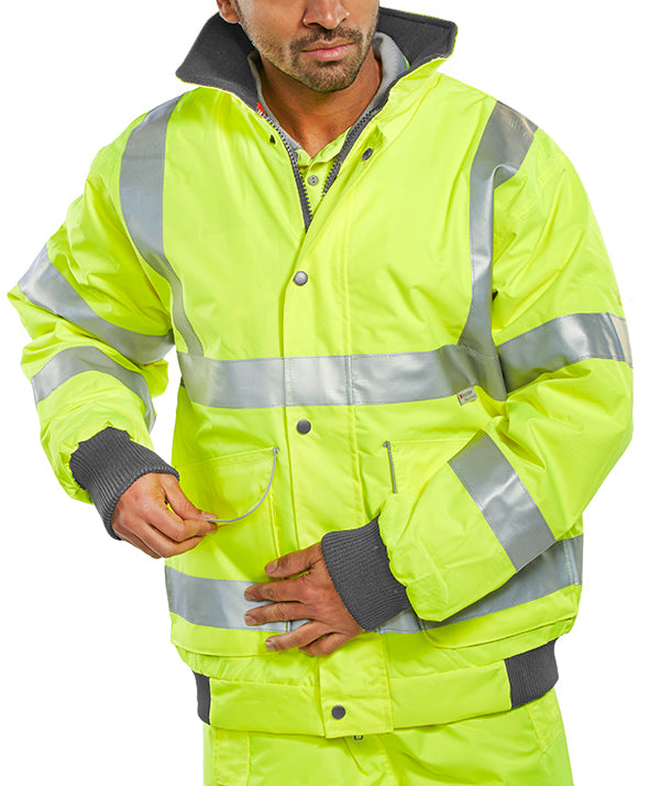 Beeswift Super Bomber Hi Vis Waterproof Jacket - Saturn Yellow - Customisable Bomber Jackets