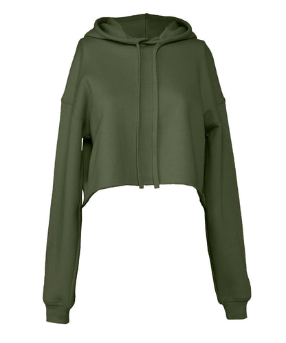 Bella Canvas Womens cropped fleece hoodie BE220 - Military Green - Customisable Hoodies