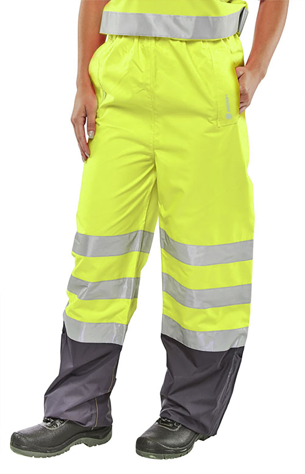 Beeswift Belfry Two Tone Hi Vis Waterproof Trousers - Saturn Yellow Navy - Customisable Trousers