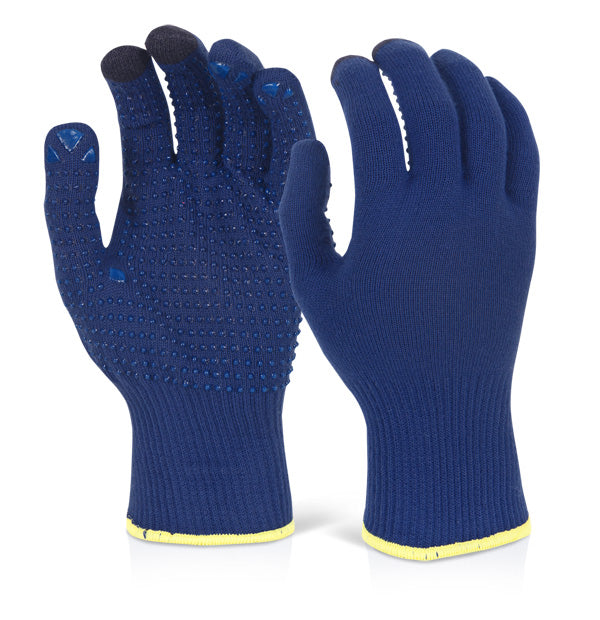 Beeswift Touch Screen Knitted Gloves - Blue - Customisable PVC