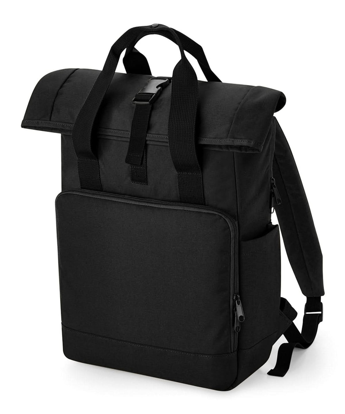 Bagbase Recycled twin handle roll top laptop backpack BG18L - Black One size - Customisable Bags