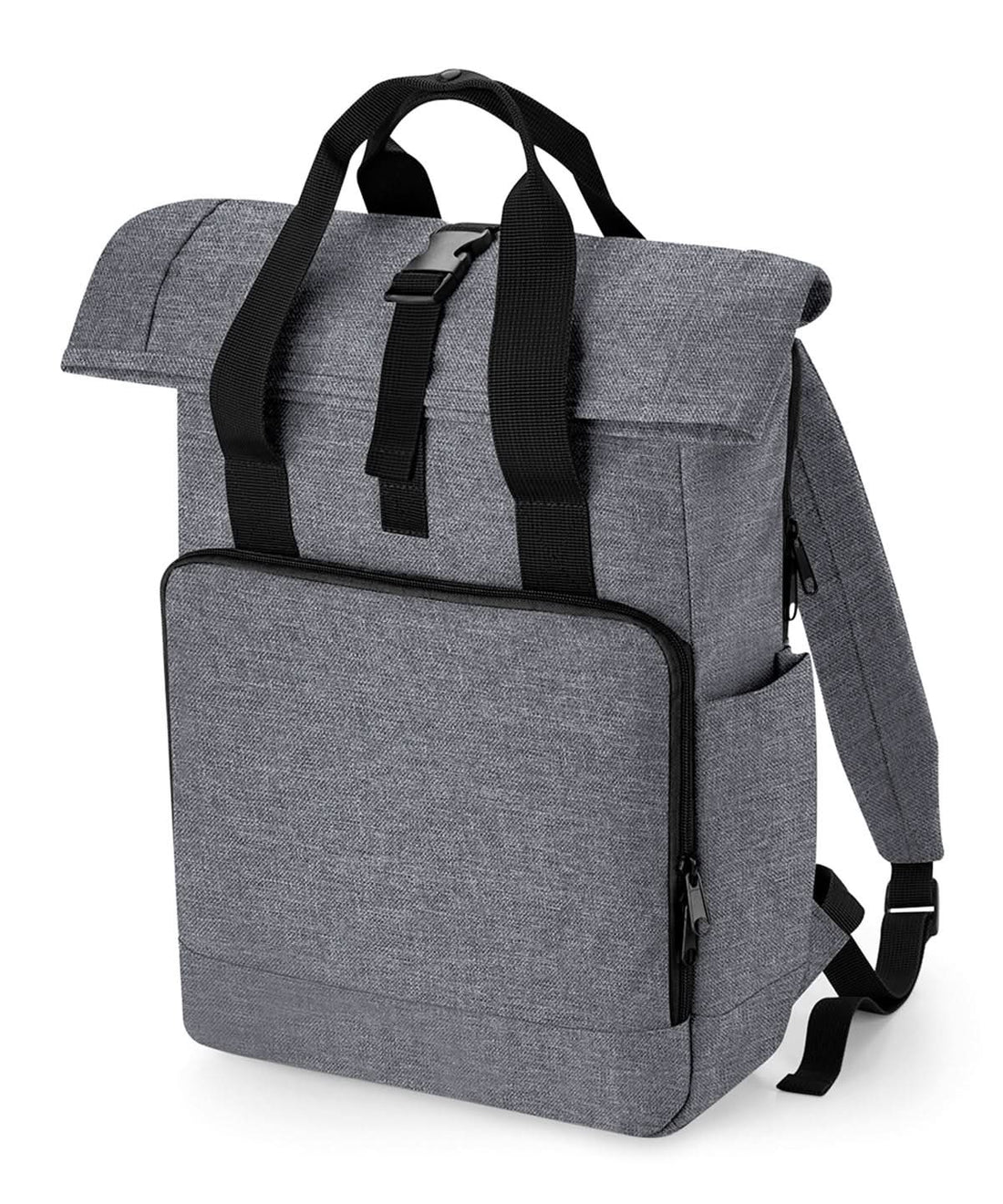 Bagbase Recycled twin handle roll top laptop backpack BG18L - Grey Marl One size - Customisable Bags