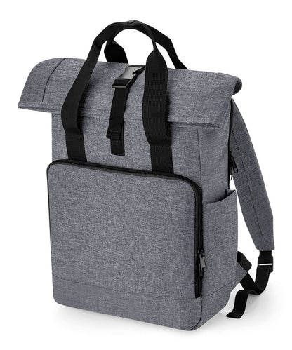 Bagbase Recycled twin handle roll top laptop backpack BG18L - Grey Marl One size - Customisable Bags