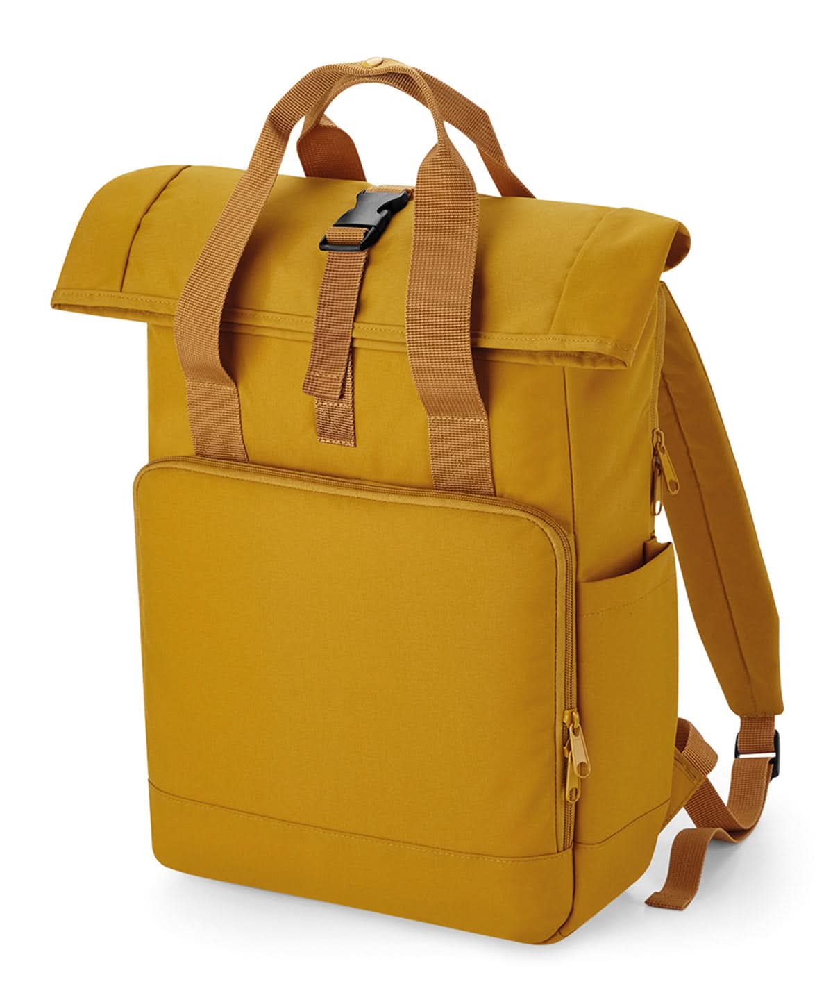 Bagbase Recycled twin handle roll top laptop backpack BG18L - Mustard One size - Customisable Bags