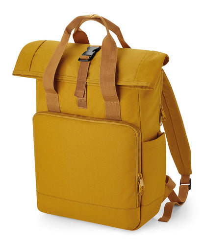 Bagbase Recycled twin handle roll top laptop backpack BG18L - Mustard One size - Customisable Bags