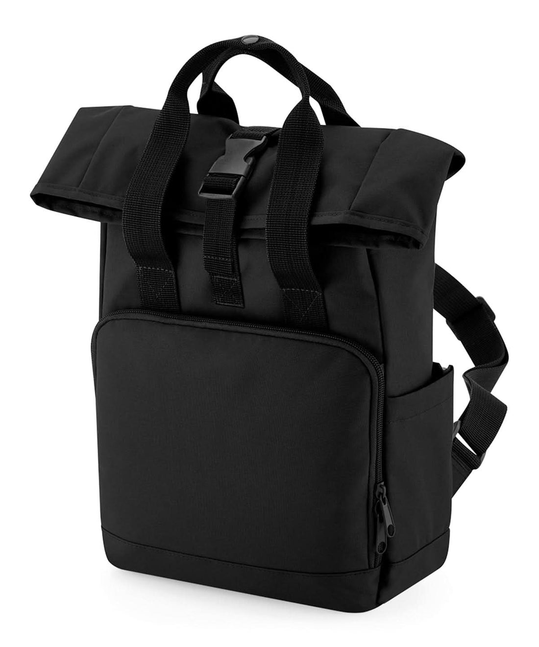 Bagbase Recycled mini twin handle roll top backpack BG18S - Black One size - Customisable Bags
