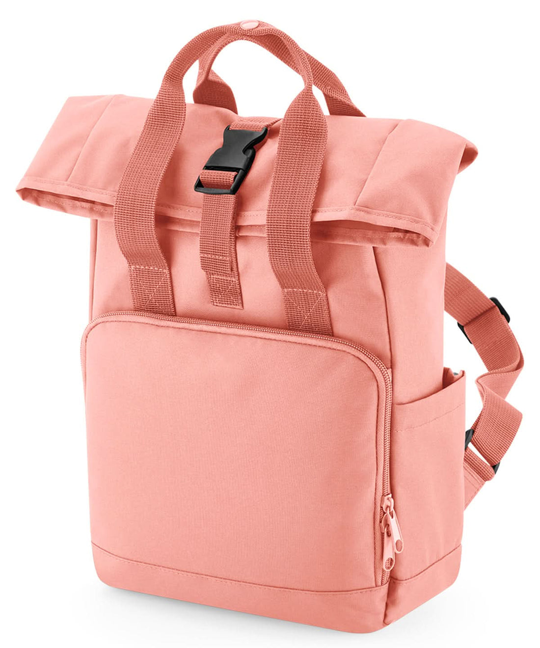 Bagbase Recycled mini twin handle roll top backpack BG18S - Blush Pink One size - Customisable Bags
