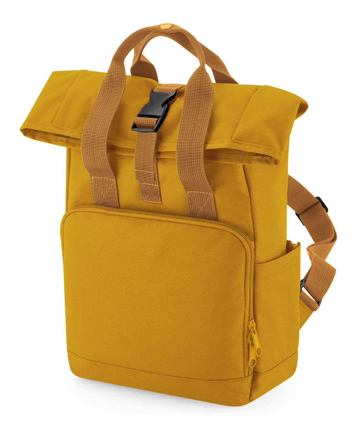 Bagbase Recycled mini twin handle roll top backpack BG18S - Mustard One size - Customisable Bags