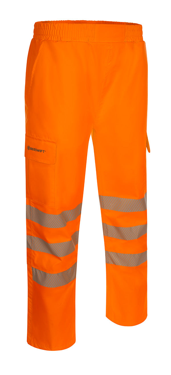 Beeswift Birkdale Hi Vis Waterproof Breathable Trousers - Orange - Customisable Trousers