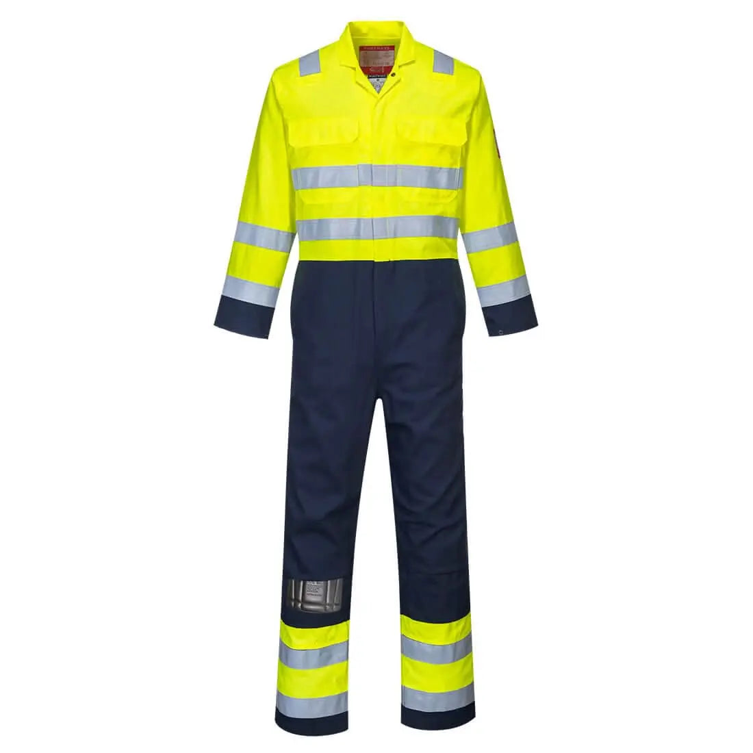 Bizflame Work Hi Vis Contrast Fr Coverall Biz7 - Yellow Navy - Customisable Coveralls