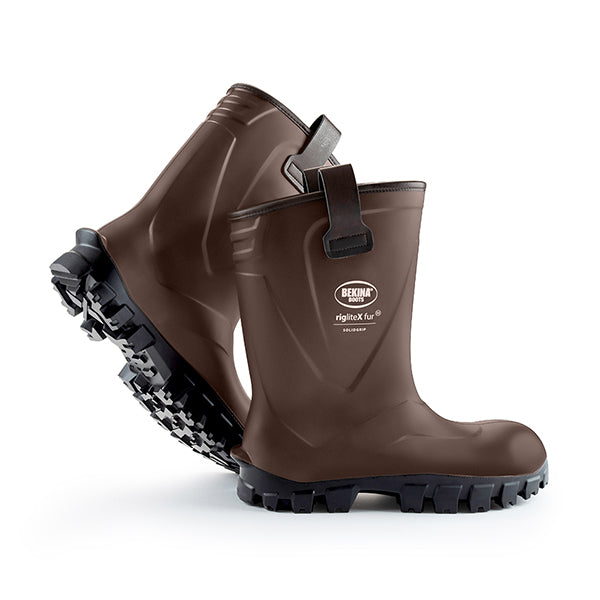 Bekina Riglite X Solid Grip Fur Full Safety Wellingtons S - Brown 3.5 - Customisable Wellingtons
