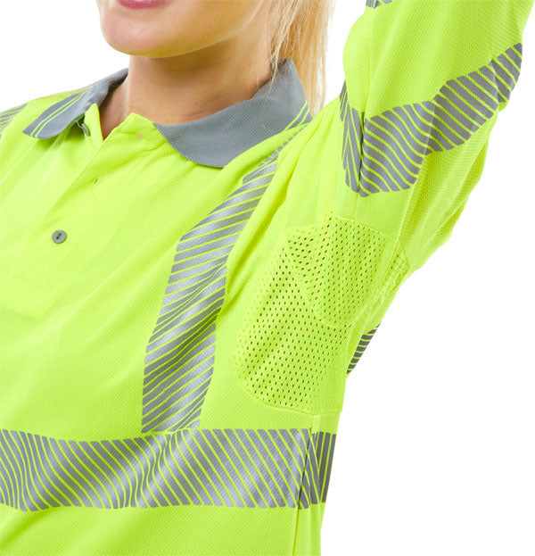 Beeswift Executive Hi Vis Long Sleeve Polo Shirt - - Customisable Polo Shirts