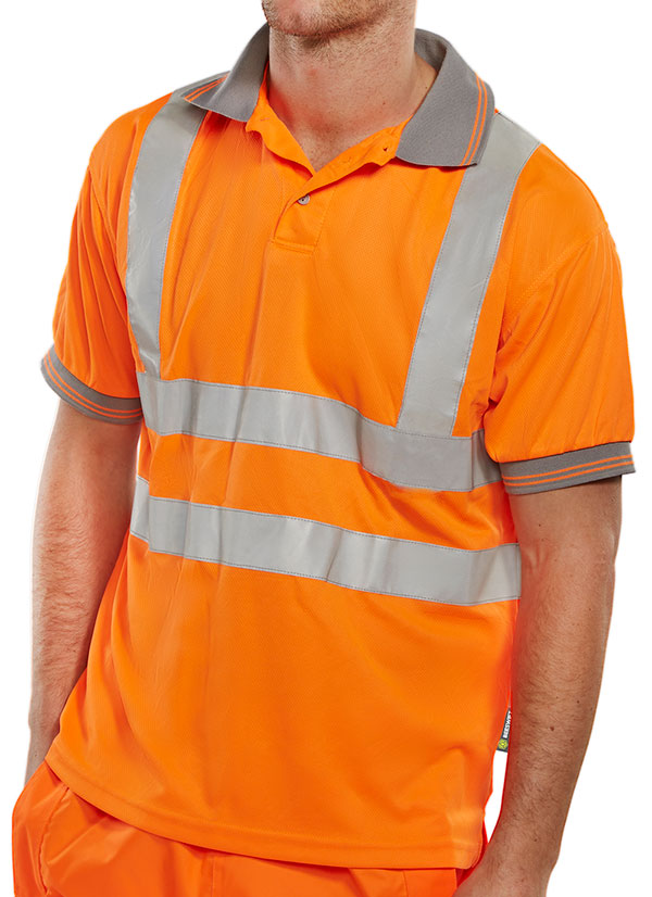 Beeswift Short Sleeve Hi Vis Polo Shirt - Orange - Customisable Polo Shirts