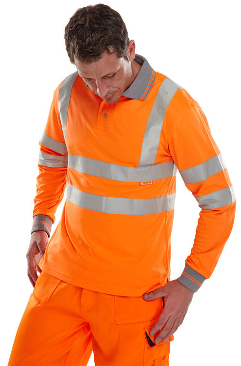 Beeswift Long Sleeve Hi Vis Polo Shirt - - Customisable Polo Shirts