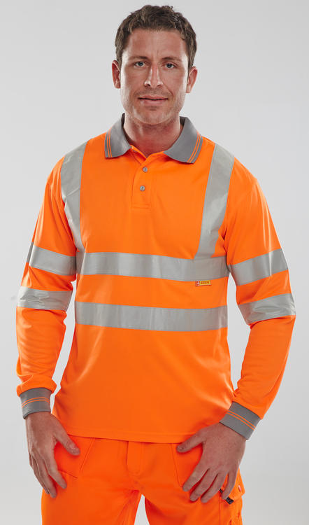 Beeswift Long Sleeve Hi Vis Polo Shirt - - Customisable Polo Shirts