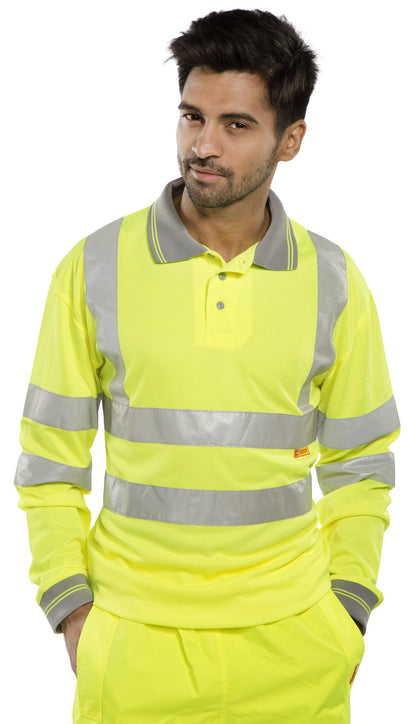 Beeswift Long Sleeve Hi Vis Polo Shirt - - Customisable Polo Shirts