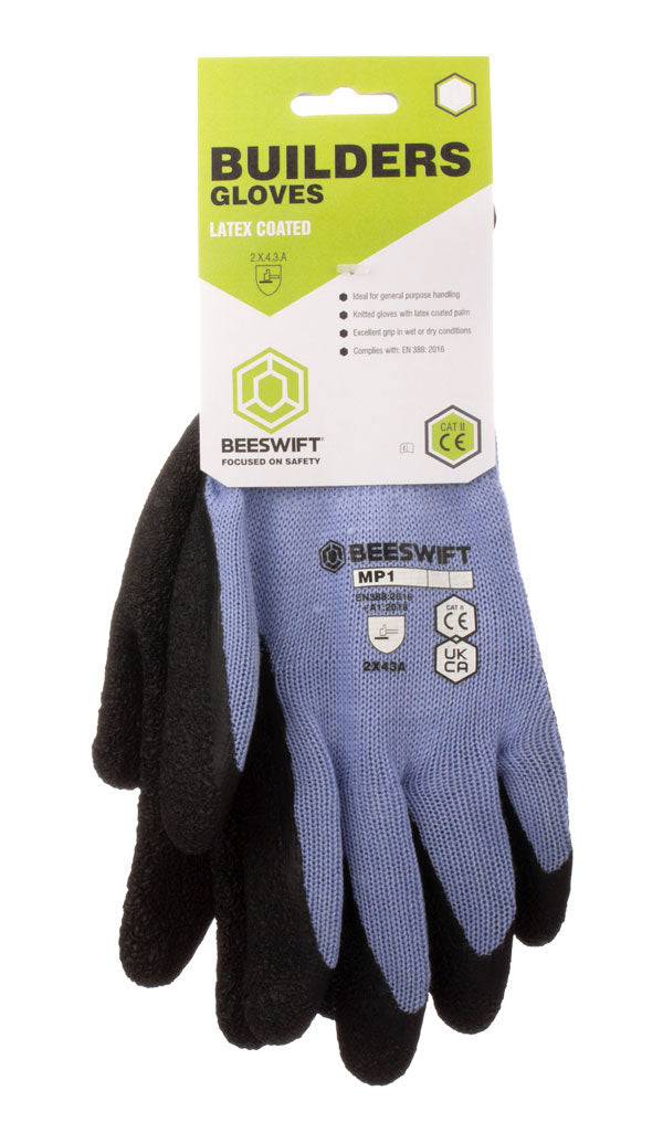 B Safe New Builders Latex Glove - Black L - Customisable Gloves
