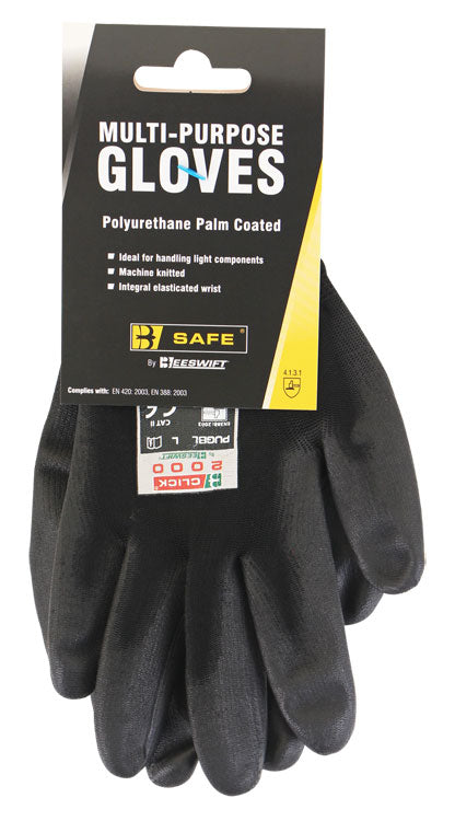 B Safe New Multi Purpose Pu Coated Glove - Black - Customisable Gloves