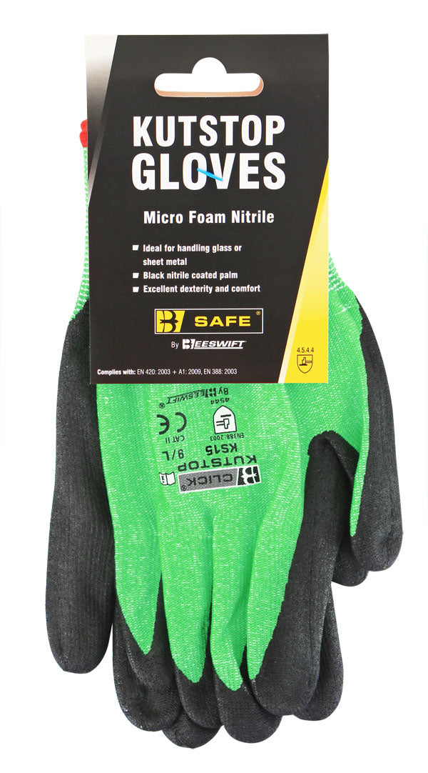 B Safe New Kutstop Micro Foam Nitrile Glove - Green - Customisable Gloves