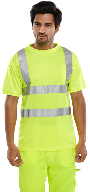 Beeswift Crew Neck Hi Vis Short Sleeve T Shirt - - Customisable Tee Shirts
