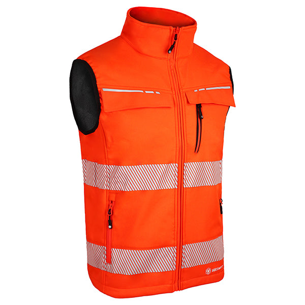 Deltic Beeswift Deltic Hi Vis Softshell Rail Bodywarmer - Orange - Customisable Bodywarmers