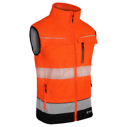 Deltic Beeswift Deltic Two Tone Hi Vis Softshell Rail Bodywarmer - Orange Black - Customisable Bodywarmers