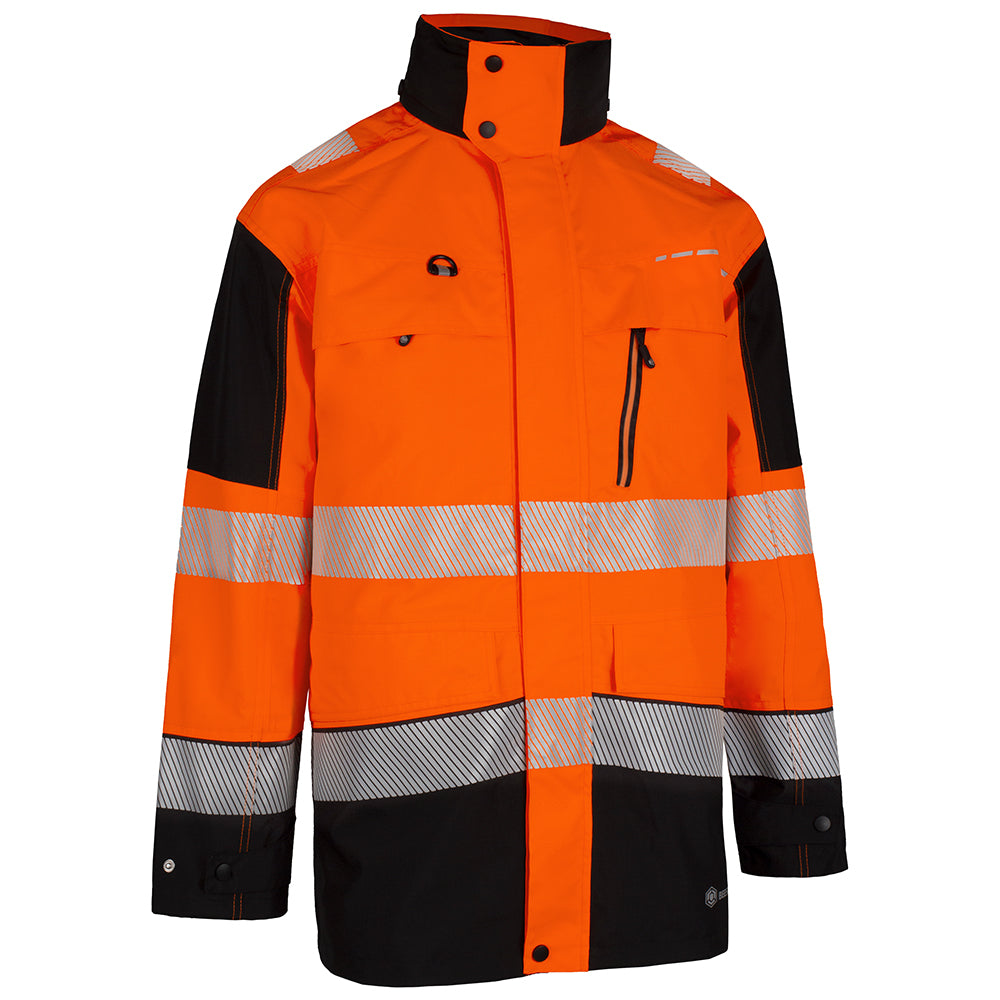 Deltic Beeswift Deltic Hi Vis Two Tone Ripstop Breathable And Waterproof Rail Jacket - Orange Black - Customisable Jackets