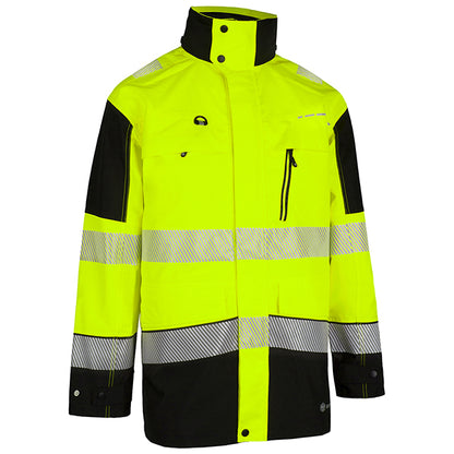 Deltic Beeswift Deltic Hi Vis Two Tone Ripstop Breathable And Waterproof Rail Jacket - Saturn Yellow Navy - Customisable Jackets
