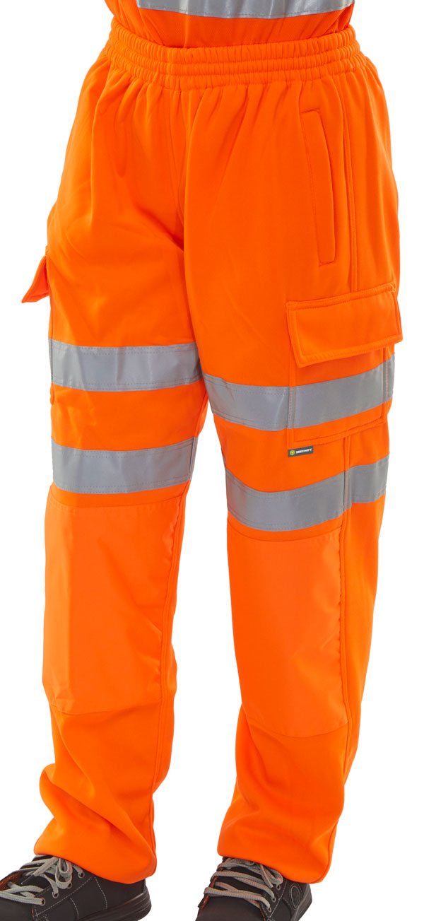 Beeswift Fleece Jogger Hi Vis Trousers - Orange - Customisable Trousers