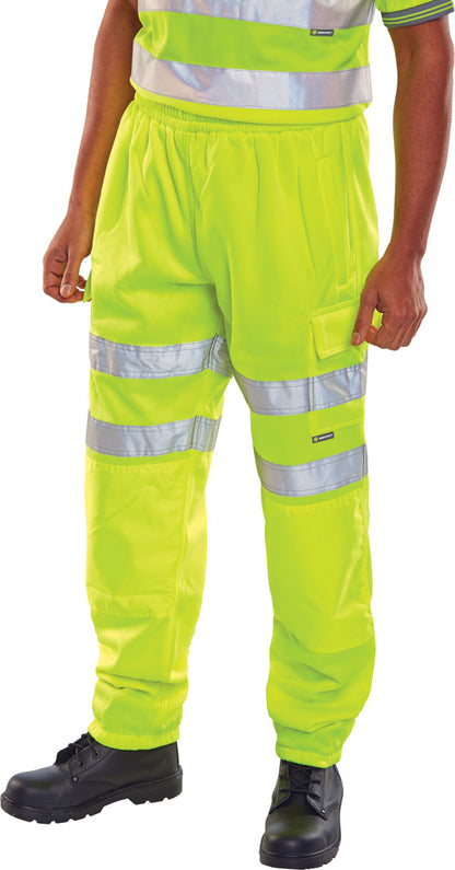 Beeswift Fleece Jogger Hi Vis Trousers - Saturn Yellow - Customisable Trousers