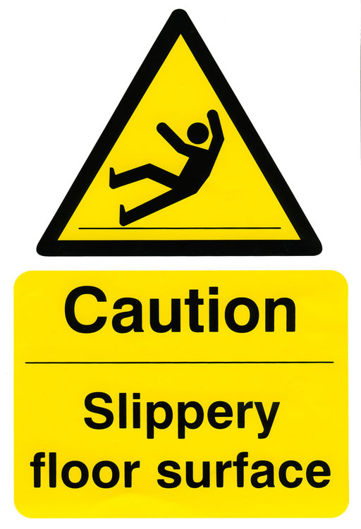 Beeswift Caution Slippery Floor Surface Sign - White Yellow 200X300MM - Customisable Hazard Signs
