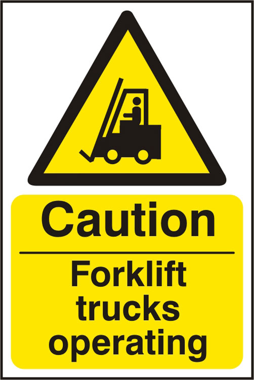 Beeswift Forklift Trucks Operating Rigid Pvc Sign - White Yellow 200X300MM - Customisable Hazard Signs