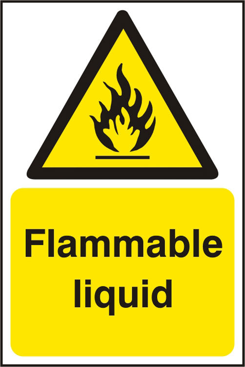Beeswift Flammable Liquid Sign - White Yellow 200X300MM - Customisable Hazard Signs
