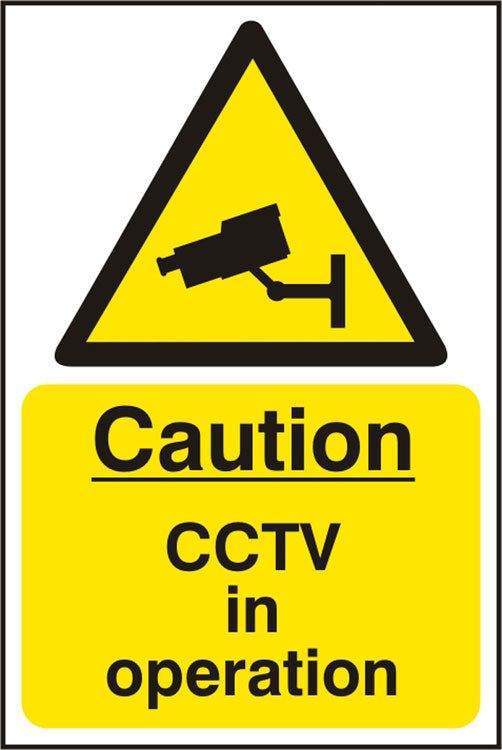 Beeswift Caution Cctv In Operation Sign - White Yellow 200X300MM - Customisable Hazard Signs