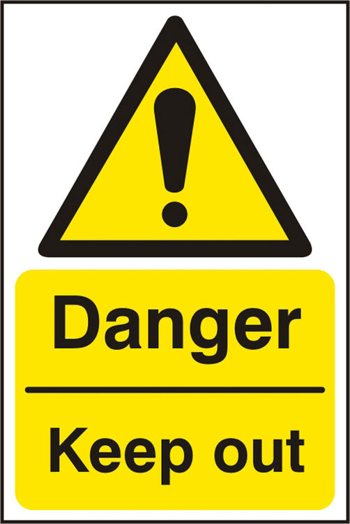 Beeswift Danger Keep Out Sign - White Yellow 200X300MM - Customisable Hazard Signs