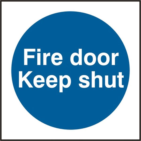 Beeswift Fire Door Keep Shut Sign - White Blue 100X100MM - Customisable Mandatory Signs