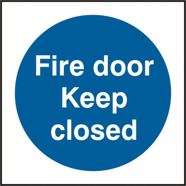 Beeswift Fire Door Keep Closed Sign - White Blue 150X150MM - Customisable Mandatory Signs