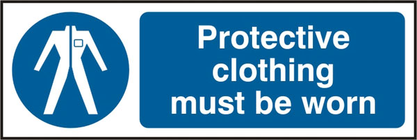 Beeswift Protective Clothing Must Be Worn Rigid Pvc Sign - White Blue 300X100MM - Customisable Mandatory Signs